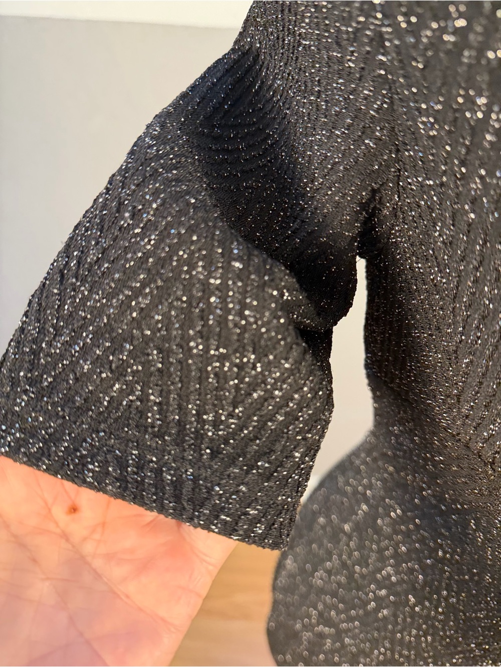 Black Glitter V-Neck Midi Dress - Picture 5 of 9